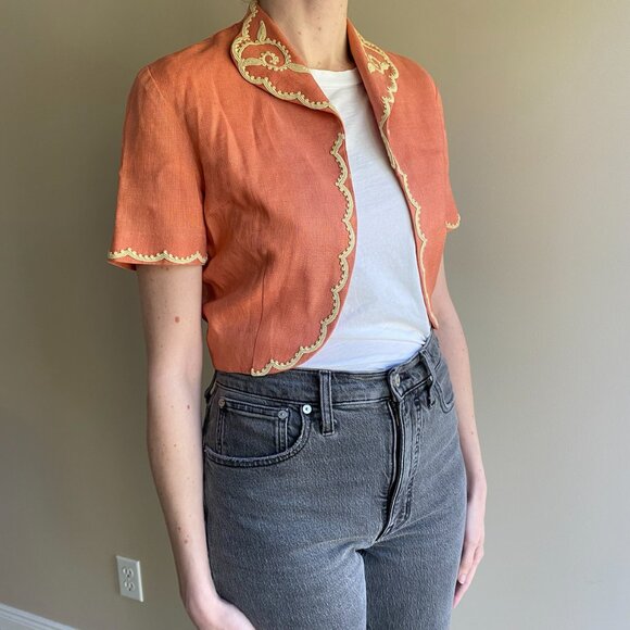 Vintage Peck & Peck Embroidered Cropped Top, Small, Short Sleeve, Crop top, NYC - Picture 5 of 6